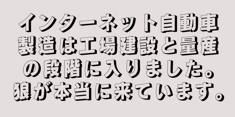 インターネット自動車製造は工場建設と量産の段階に入りました。狼が本当に来ています。