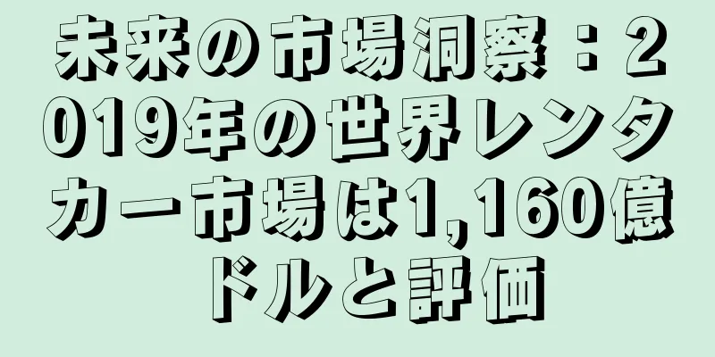 未来の市場洞察：2019年の世界レンタカー市場は1,160億ドルと評価