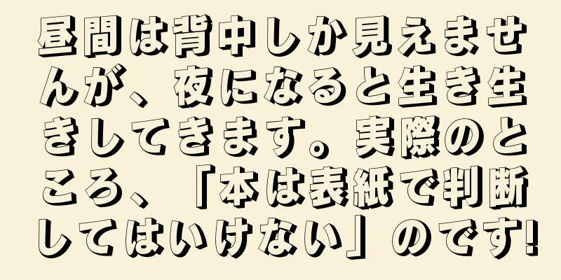 昼間は背中しか見えませんが、夜になると生き生きしてきます。実際のところ、「本は表紙で判断してはいけない」のです!