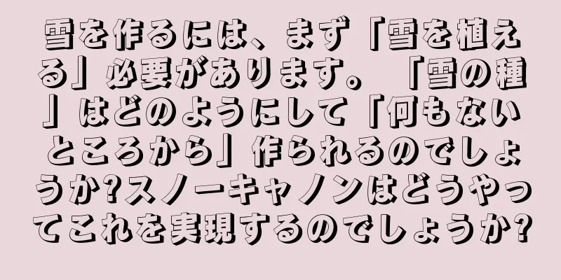 雪を作るには、まず「雪を植える」必要があります。 「雪の種」はどのようにして「何もないところから」作られるのでしょうか?スノーキャノンはどうやってこれを実現するのでしょうか?